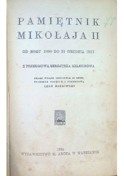 Pamiętnik Mikołaja II 1924 r.