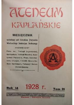 Ateneum Kapłańskie Tom 21 1928 r.