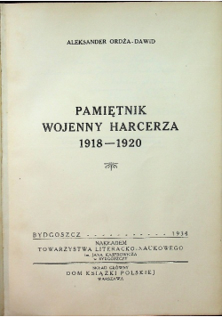 Pamiętnik wojenny harcerza 1918 - 1920 1931 r.