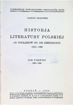 Historja literatury polskiej Tom 1 1936 r.