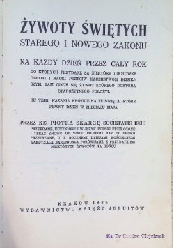 Żywoty Świętych Starego i Nowego Zakonu 1934 r