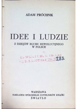 Idee i ludzie z dziejów ruchu rewolucyjnego w Polsce 1938 r.