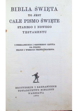 Biblia Święta to jest całe Pismo Święte Starego i Nowego Testamentu