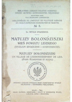 Matujzy Bołondziszki wieś powiatu lidzkiego 1923 r