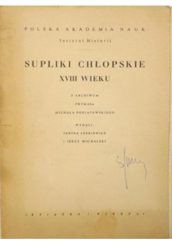 Supliki chłopskie XVIII wieku