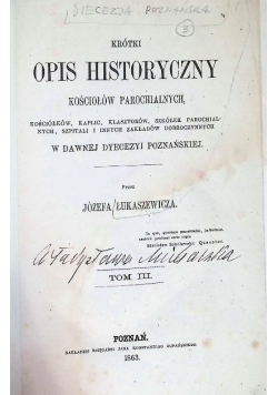 Krótki opis historyczny Kościołów Parochialnych Tom III 1863 r.