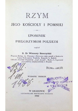Rzym Jego Kościoły i Pomniki 1902 r.