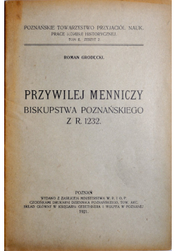 Przywilej menniczy, 1921 r.