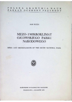 Mezo i mikroklimat Ojcowskiego Parku Narodowego