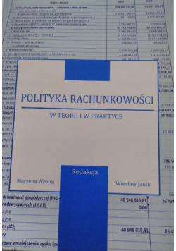 Polityka rachunkowości w teorii i praktyce