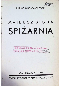 Spiżarnia 1933 r.