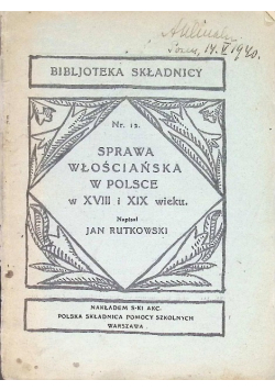 Sprawa włościańska w Polsce 1922 r.