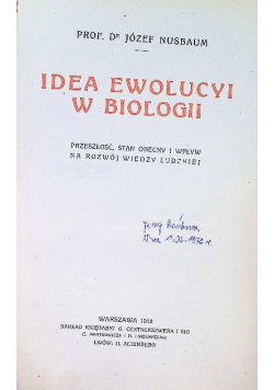 Idea ewolucyi w biologii, 1910 r.