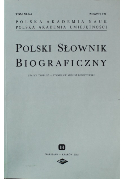 Polski Słownik Biograficzny Zeszyt 171