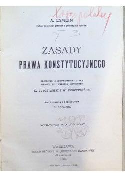 Zasady prawa konstytucyjnego 1904 r.