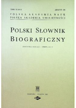 Polski Słownik Biograficzny Zeszyt 181