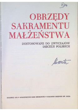Obrzędy sakramentu małżeństwa