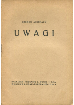 Askenazy Uwagi 1924 r.