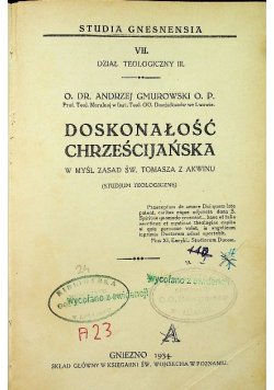 Doskonałość chrześcijańska 1934 r.