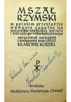 Mszał Rzymski w polskim przekładzie 1936 r.