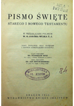 Pismo Święte Starego i Nowego Testamentu 1935 r.