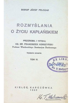 Rozmyślania o życiu kapłańskim Tom III 1936 r.