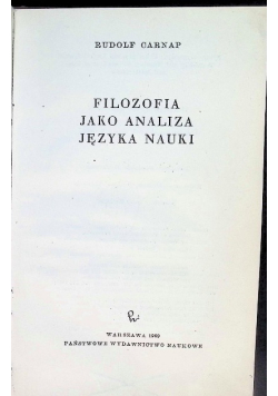 Filozofia jako analiza języka nauki