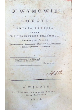 O wymowie i poezyi 1808r.