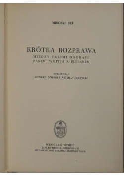Krótka rozprawa między trzema osobami panem, wójtem a plebanem