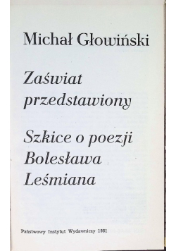 Zaświat  przedstawiony. Szkice o poezji