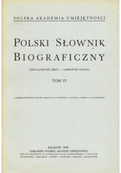 Polski Słownik Biograficzny Tom IV 1938 r.