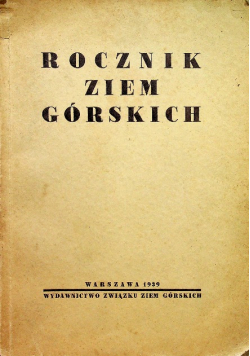 Rocznik ziem górskich 1939 r.