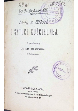 Listy z Włoch o sztuce kościelnej, 1899 r.