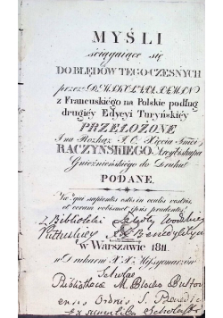 Myśli ściągające się do błędów tego czesnych 1811 r.