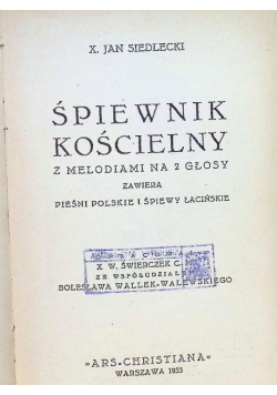 Śpiewnik kościelny z melodiami na 2 głosy
