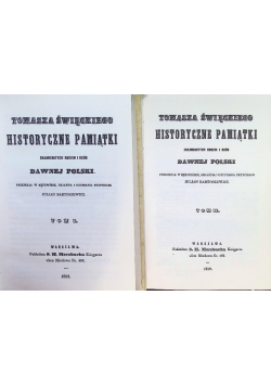 Tomasza Święckiego historyczne pamiątki znamienitych rodzin i osób dawnej Polski Tom I i II