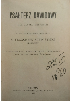Psałterz Dawidowy,1917 r.