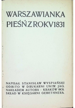 Warszawianka pieśń z 1831 roku 1901 r.