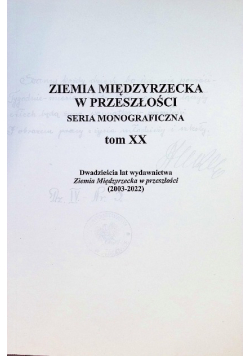 Ziemia Międzyrzecka w przeszłości Tom XX