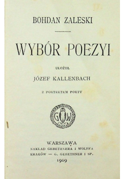 Zaleski wybór poezyi 1909 r.