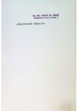 Lekcjonarz mszalny Tom VI