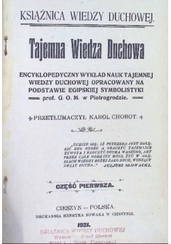 Książnica wiedzy duchowej Tajemna Wiedza Duchowa Część 1 1921 r.
