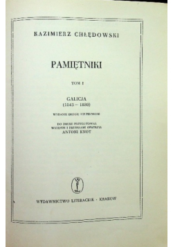 Pamiętniki Galicja 1843-1880 Tom I