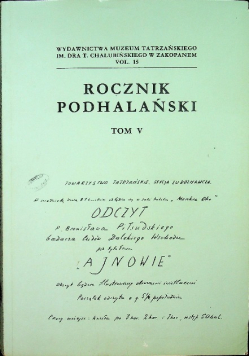 Rocznik podhalański Tom 5