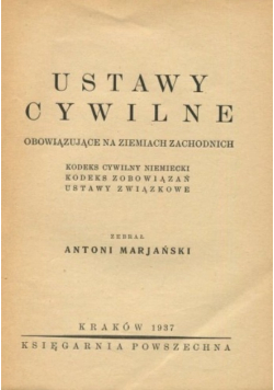 Ustawy cywilne obowiązujące na ziemiach zachodnich 1937 r