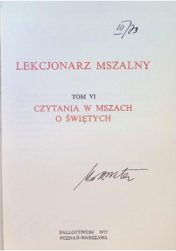 Lekcjonarz mszalny Tom VI