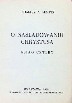 O naśladowaniu Chrystusa ksiąg cztery