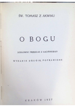 O bogu, 1927 r.