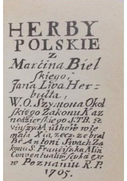 Herby polskie Reprint z 1705 r.