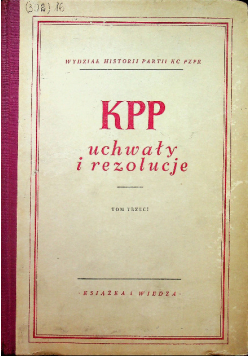 KPP uchwały i rezolucje Tom III